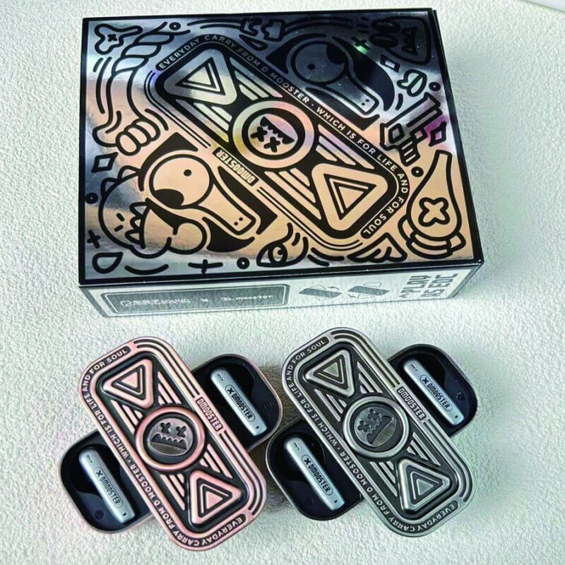 Fidget Spinner Metal Charging Case Wireless Earbuds in a gift box