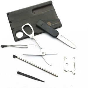 10-in-1 Pocket EDC Swiss Card Tool Kit with LED Light for Travelling