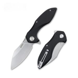 Pocket Drop Point Knife D2 Blade for Camping Hunting—Black Handle with Satin blade finish
