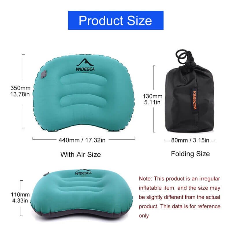 Inflatable Camping Pillow Sleeping Gear Size