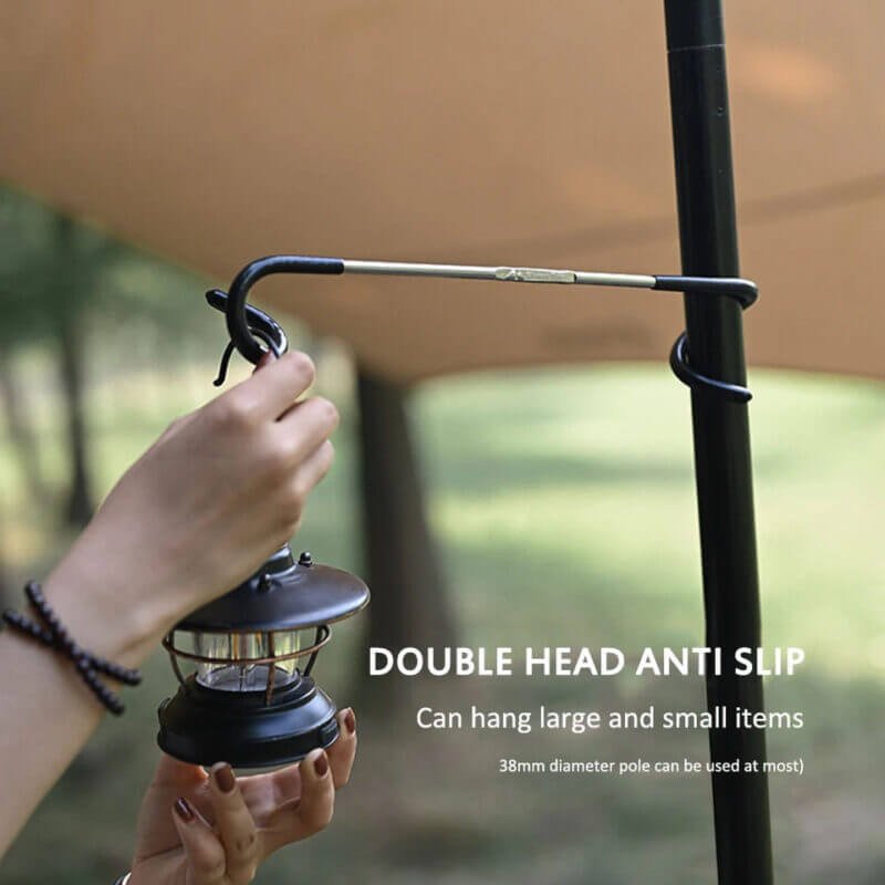 Versatile Camping Light Pole Hook Double Head Anti-Slip Design