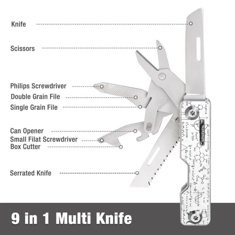FLISSA 9 in 1 Multi Tool Pocket Knife Details