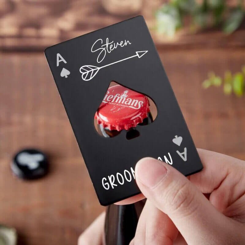 Personalized Custom Bottle Opener Poker in Use