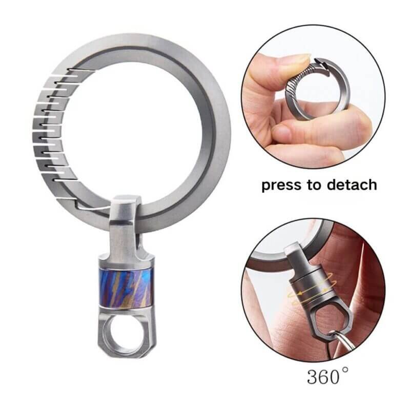 Titanium 360° Rotating Key Ring Clip Features