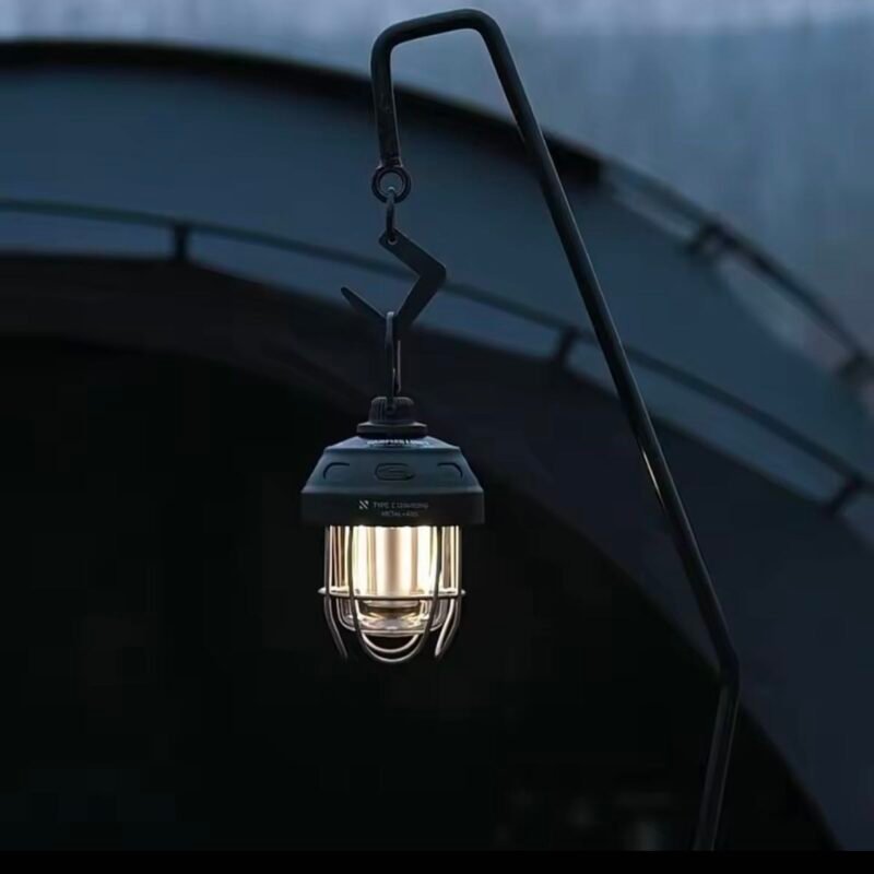 All-weather Dimmable & Rechargeable Camping Light Hanging in a Pole