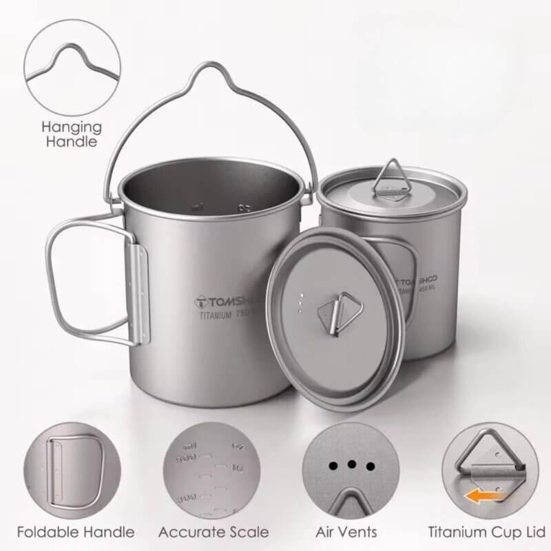 3-Piece Set Ultralight Outdoor Camping Titanium Cookware Product Features