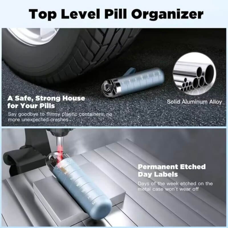 Top Quality Material of Waterproof and Moisture-Proof Metal Travel 7 Day Pill Box