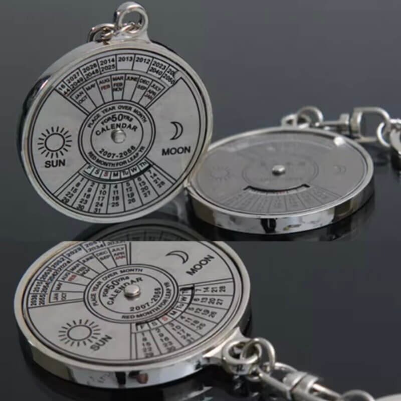 50 Year Perpetual Calendar Keyring Front Side Detail