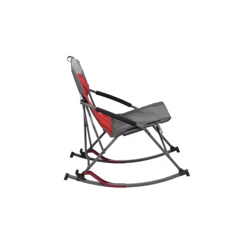 Side view of a Heavy-Duty Lightweight Foldable Rocking Camping Chair, showcasing its sturdy frame and compact design