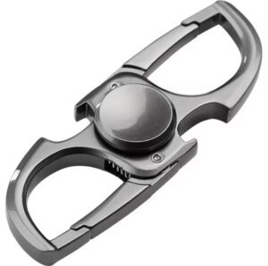 Metal fidget spinner keychain with built-in bottle opener