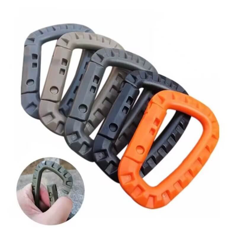 Heavy Plastic Tactical Carabiner Clip D Shape Hook (Set of 5)
