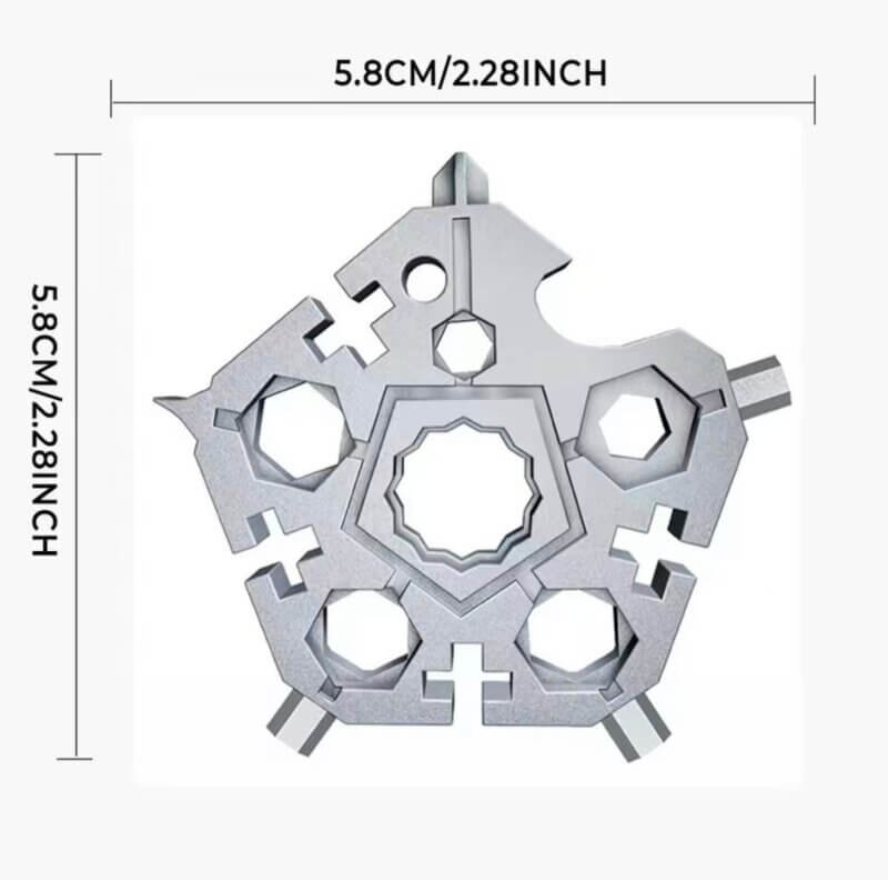 Size of a 23-in-1 pocket multi-tool wrench